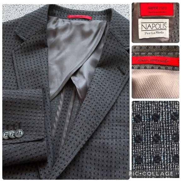 Napoli's Super 150s Abito Sartoriale 38R Australian Wool Blazer Sport Coat Dots